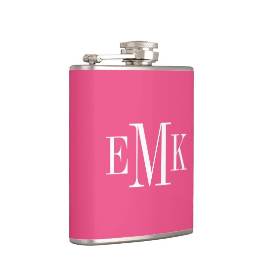 Klassisches Monogramm in heißrosa Flachmann (Rechts)