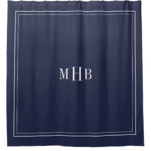Klassisches Monogramm in Midnight Blue, benutzerde Duschvorhang