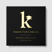 Klassisches Monogramm K und Abschlussmütze Graduat Gästebuch (Vorderseite)