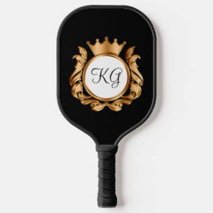 Klassisches Monogramm-Königskronen-Thema Pickleball Schläger