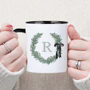 Klassisches Monogramm-Kranz-Wappen mit schwarzem B Tasse