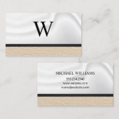 Klassisches Monogramm | Leather Silk Drapery Visitenkarte (Vorne/Hinten)