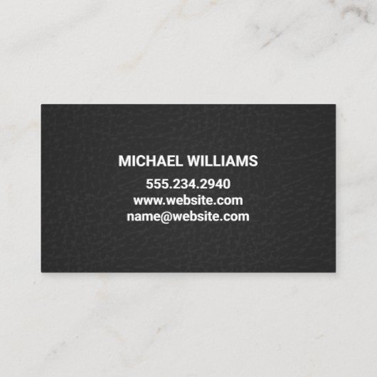 Klassisches Monogramm | Leder Visitenkarte (Rückseite)