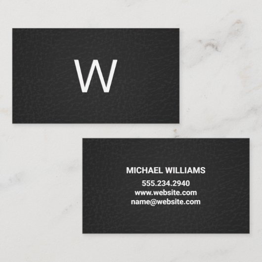 Klassisches Monogramm | Leder Visitenkarte (Vorne/Hinten)