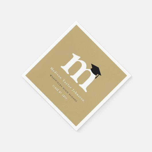 Klassisches Monogramm M und Graduationskappen Grad Serviette (Ecke)
