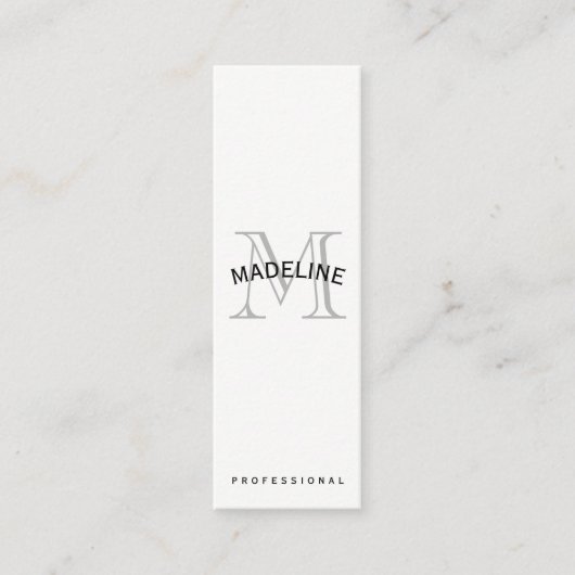 Klassisches Monogramm mit Bogentext Mini Visitenkarte (Vorderseite)