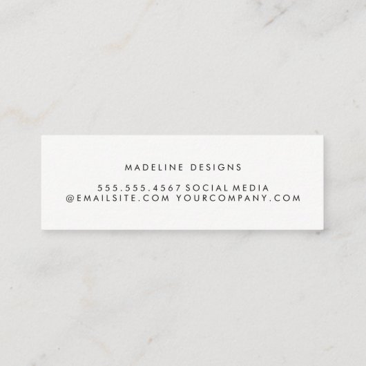 Klassisches Monogramm mit Bogentext Mini Visitenkarte (Rückseite)