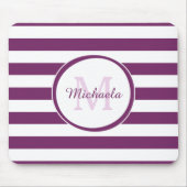 Klassisches Monogramm mit breiten, hellen Lila Str Mousepad (Vorne)