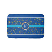 Klassisches Monogramm mit Gold-Musiknoten auf BLUE Badematte (Vorderseite)