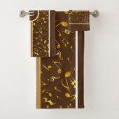 Klassisches Monogramm mit Gold-Musiknoten auf BROW Badhandtuch Set (Insitu)