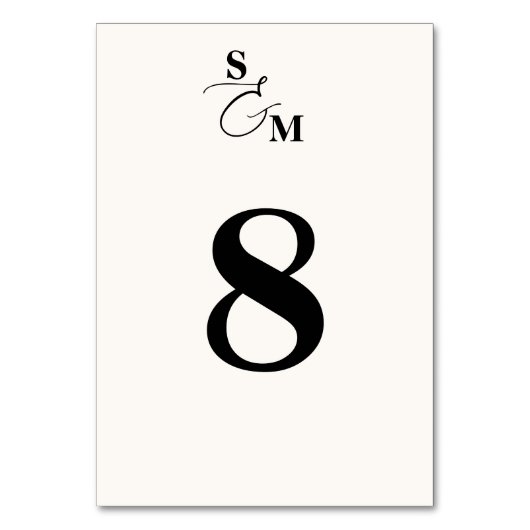 Klassisches Monogramm mit modernem Et-Zeichen zur  Tischnummer (Vorderseite)