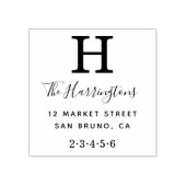 Klassisches Monogramm mit Name und Rücksendeadress Gummistempel (Prägung)