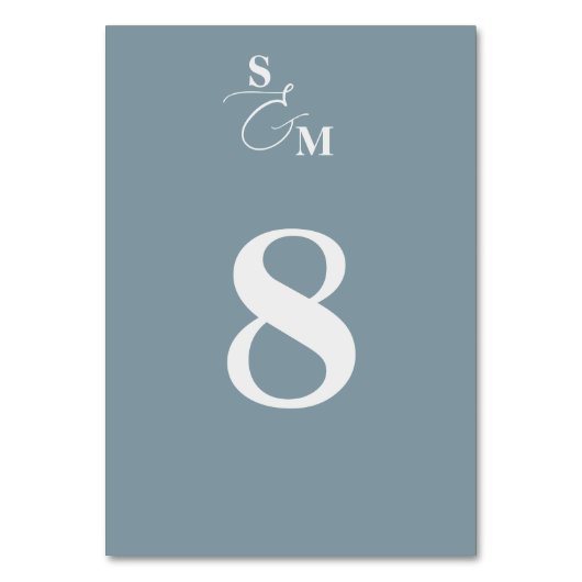 Klassisches Monogramm Moderne Et-Zeichen Blaue Hoc Tischnummer (Vorderseite)