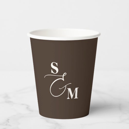 Klassisches Monogramm Moderne Et-Zeichen-Hochzeit Pappbecher (Vorderseite)