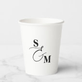 Klassisches Monogramm Moderne Et-Zeichen Hochzeit Pappbecher (Rückseite)