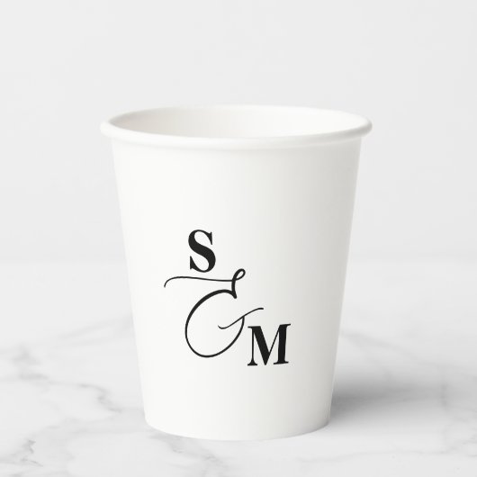 Klassisches Monogramm Moderne Et-Zeichen Hochzeit Pappbecher (Vorderseite)