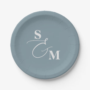 Klassisches Monogramm Moderne Et-Zeichen Hochzeit Pappteller