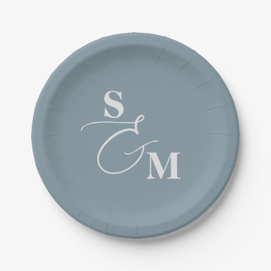 Klassisches Monogramm Moderne Et-Zeichen Hochzeit Pappteller (Vorderseite)