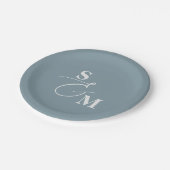 Klassisches Monogramm Moderne Et-Zeichen Hochzeit Pappteller (Schrägansicht)