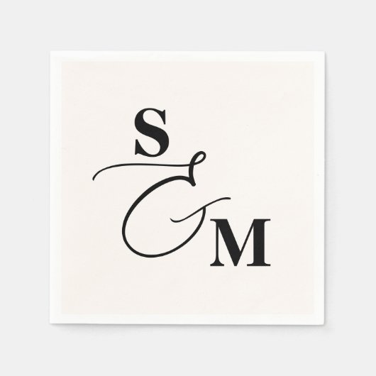 Klassisches Monogramm Moderne Schriftart Und-Zeich Serviette (Vorderseite)