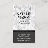 Klassisches Monogramm | Moderner Marmor | Schwarze Visitenkarte (Rückseite)