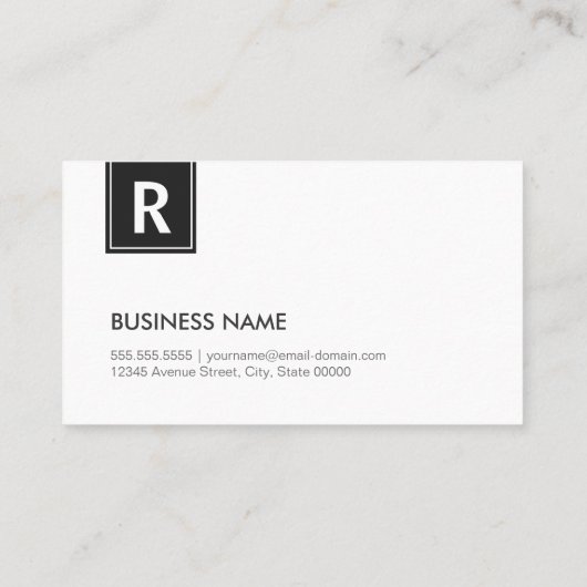 Klassisches Monogramm - Modernes Schwarz und Weiß Visitenkarte (Rückseite)