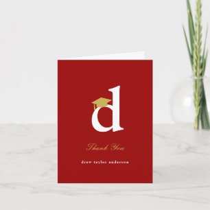 Klassisches Monogramm O Abschluss-Cap Foto Modern Dankeskarte