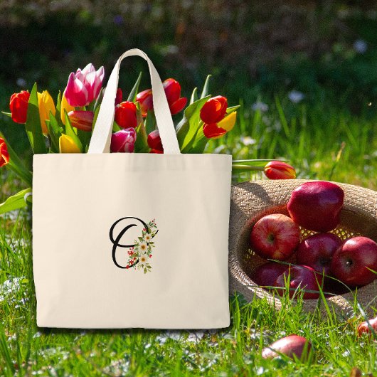 Klassisches Monogramm O rot weiße Blume Mutter Ges Jumbo Stoffbeutel