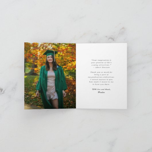 Klassisches Monogramm-P-Graduierungskappen-Foto Mo Dankeskarte (Innenseite)