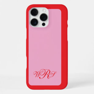 Klassisches Monogramm Pink Rot iPhone 16 Pro Max Hülle