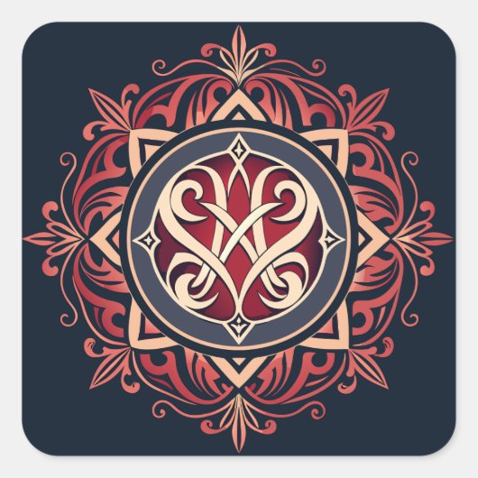 Klassisches Monogramm Quadratischer Aufkleber (Vorderseite)