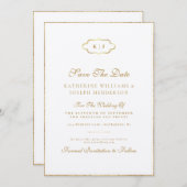 KLASSISCHES MONOGRAMM ROMANTISCHE KALLIGRAFIE SPAR EINLADUNG (Vorne/Hinten)