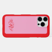 Klassisches Monogramm rosa iPhone Hülle (Rückseite (Horizontal))