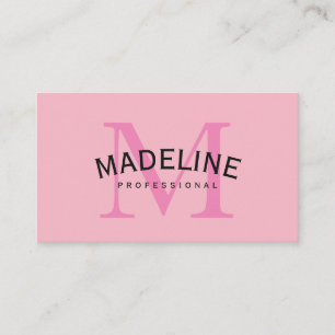 Klassisches Monogramm Rosa mit Bogen-Text Visitenkarte