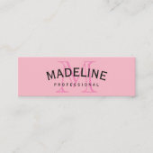 Klassisches Monogramm rosa mit Bogentext Mini Visitenkarte (Vorderseite)