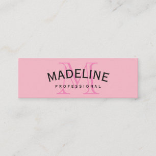 Klassisches Monogramm rosa mit Bogentext Mini Visitenkarte