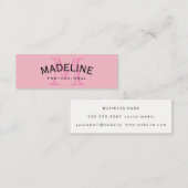 Klassisches Monogramm rosa mit Bogentext Mini Visitenkarte (Vorne/Hinten)