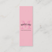 Klassisches Monogramm rosa mit Bogentext Mini Visitenkarte (Vorderseite)