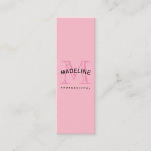 Klassisches Monogramm rosa mit Bogentext Mini Visitenkarte