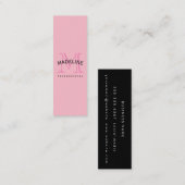 Klassisches Monogramm rosa mit Bogentext Mini Visitenkarte (Vorne/Hinten)