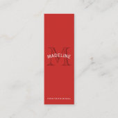 Klassisches Monogramm rot mit Bogentext Mini Visitenkarte (Vorderseite)