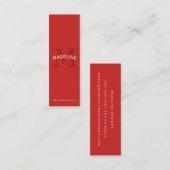 Klassisches Monogramm rot mit Bogentext Mini Visitenkarte (Vorne/Hinten)