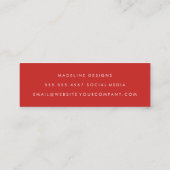 Klassisches Monogramm rot mit Bogentext Mini Visitenkarte (Rückseite)