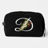 Klassisches Monogramm Rot-Weiß-Blumen-Geschenk für Waschbeutel (Vorderseite)