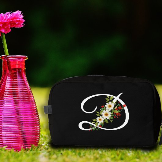Klassisches Monogramm Rot-Weiß-Blumen-Geschenk für Waschbeutel