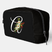 Klassisches Monogramm rote weiße Blume Mutter Gesc Waschbeutel (Rechte Ecke)