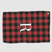 Klassisches Monogramm rotes Büffelkaromuster-Gesch Golfhandtuch (Horizontal)