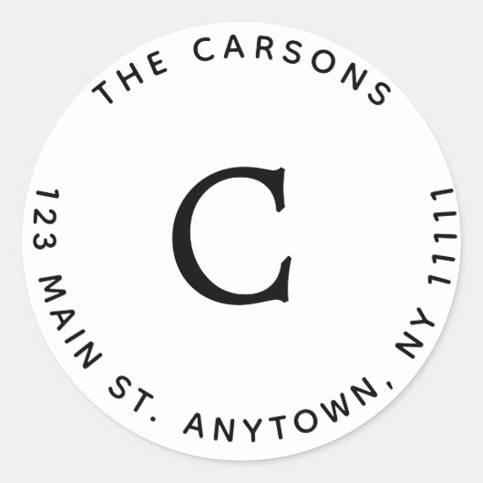 Klassisches Monogramm-Rücksendeaufkleber Runder Aufkleber (Vorderseite)