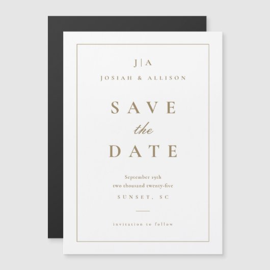 Klassisches Monogramm Save the Date Magnetkarte (Vorne/Hinten)