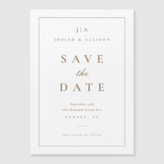 Klassisches Monogramm Save the Date Magnetkarte (Vorderseite)